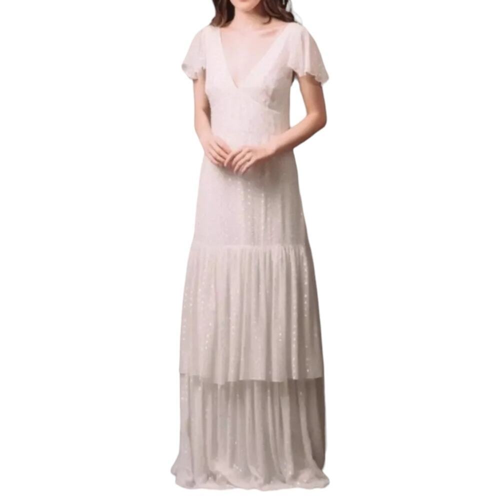 BHLDN Tiered Maxi Dress Minimalist Wedding Gown - Picture 4 of 14